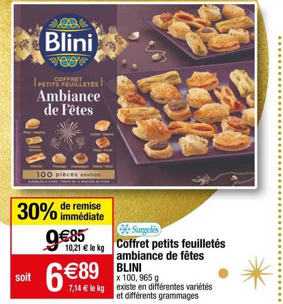 coffret petits feuilletés ambiance de fêtes blini