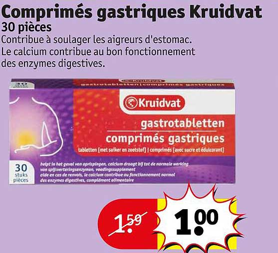 Comprimés Gastriques Kruidvat 30 Pièces