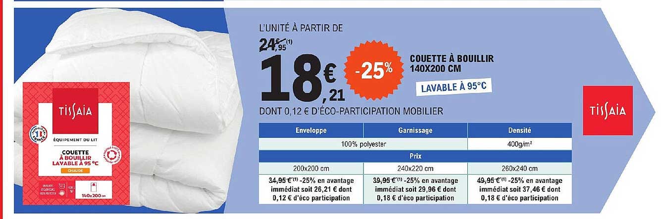 couette à bouillir 140x200 cm