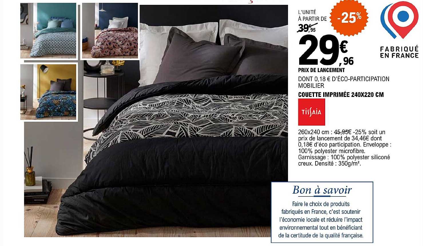 Couette Imprimée 240 X 220 Cm Tissaia