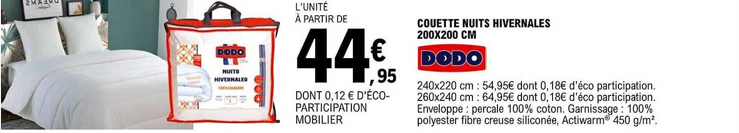 couette nuits hivernales 200 x 200 cm dodo