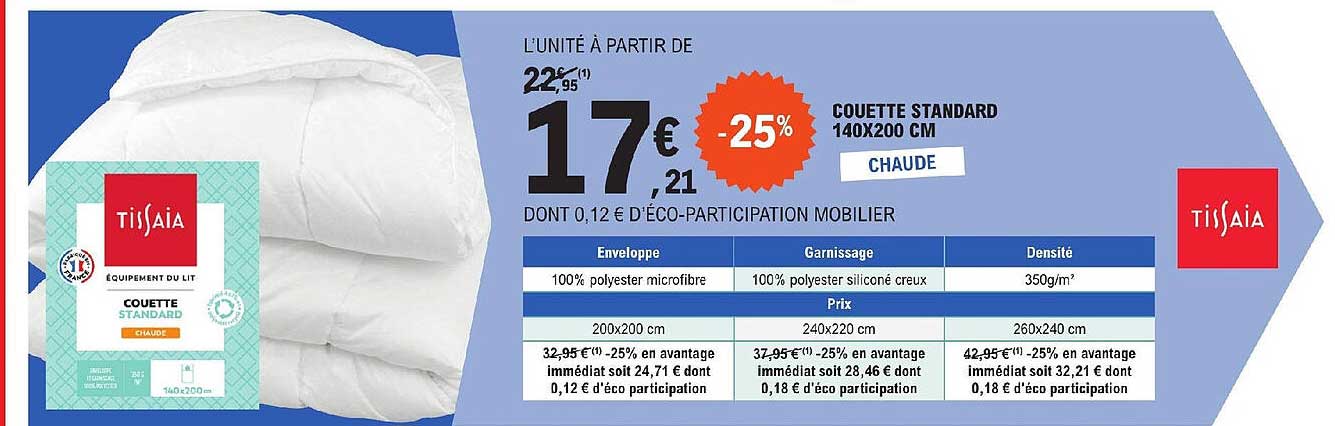 couette standard 140x200 cm tissaia