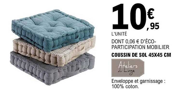 coussin de sol 45 x 45 cm ateliers de linge