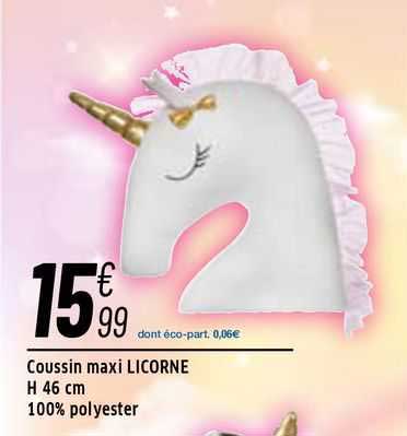 Coussin Maxi Licorne H 46 Cm
