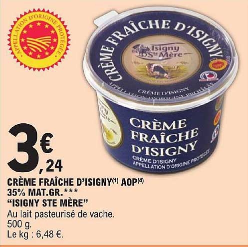 crème fraîche d'isigny aop 35% mat.gr. "isigny ste mère"