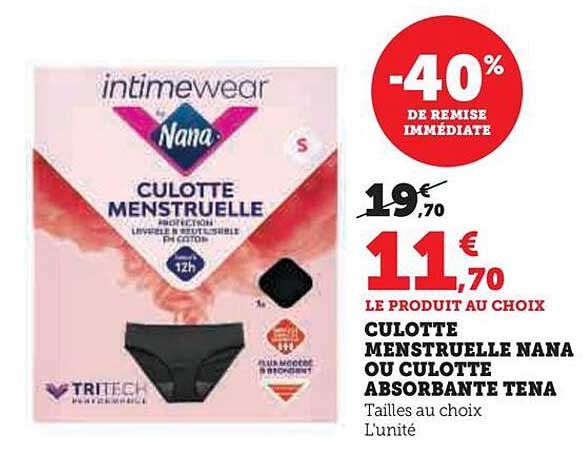 culotte menstruelle nana ou culotte absorbante tena