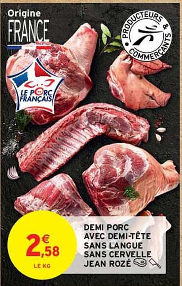 demi porc avec demi-tête sans langue sans cervelle jean rozé