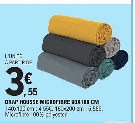 drap housse microfibre 90x190 cm
