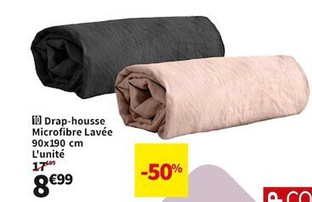 drap-housse microfibre lavée 90 x 190 cm