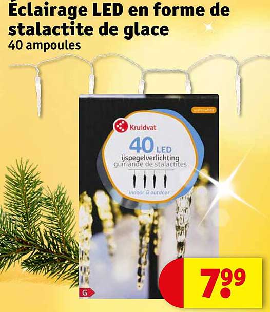 éclairage led en forme de stalactite de glace 40 ampoules kruidvat