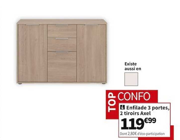Enfilade 3 Portes, 2 Tiroirs Axel