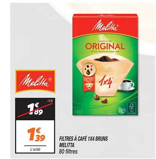 filtres à café 1x4 bruns melitta