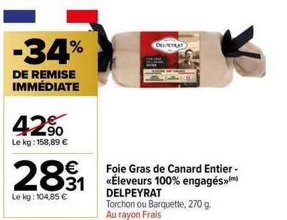 foie gras de canard entier - "éleveurs 100% engagés" delpeyrat