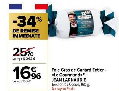 Foie Gras De Canard Entier - "le Gourmand" Jean Larnaudie