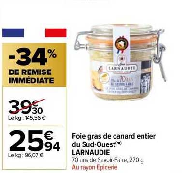 foie gras de canard entier du sud-ouest larnaudie