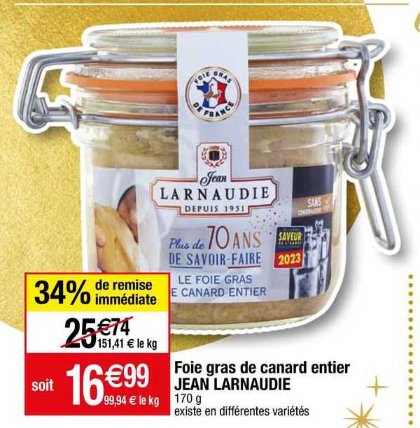 Foie Gras De Canard Entier Jean Larnaudie