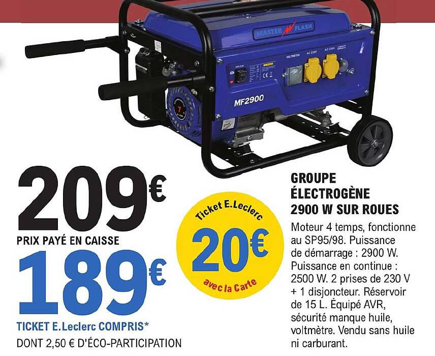 groupe électrogène 2900 w sur roues