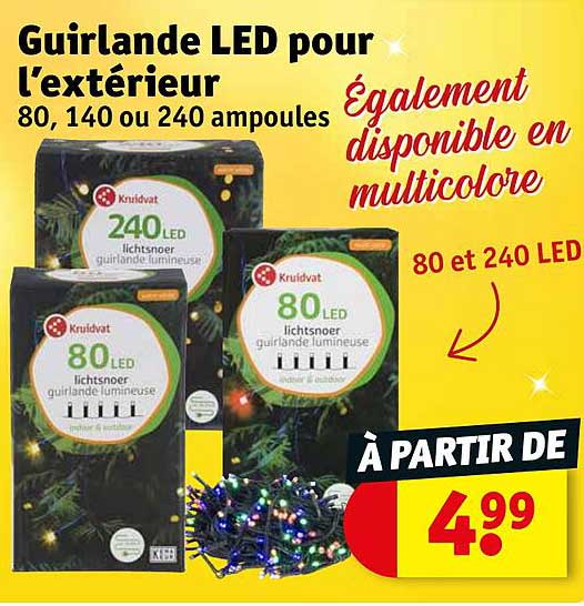 guirlande led pour l'extérieur 80, 140 ou 240 ampoules kruidvat