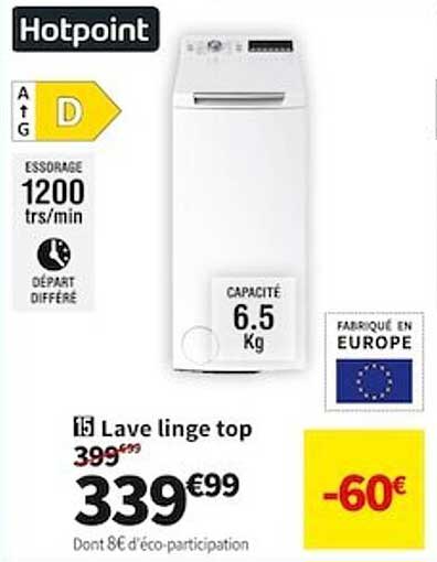hotpoint lave linge top
