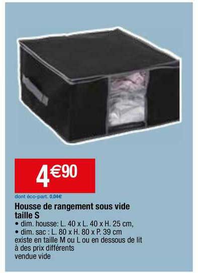 housse de rangement sous vide taille s