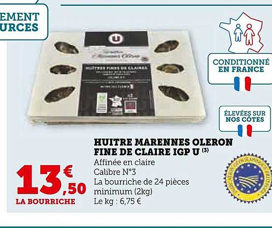 huître marennes oléron fine de claire igp u