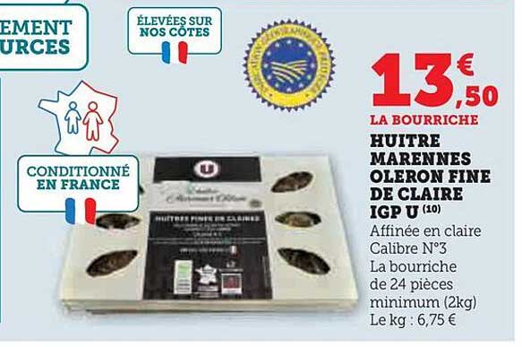 huître marennes oléron fine de claire igp u