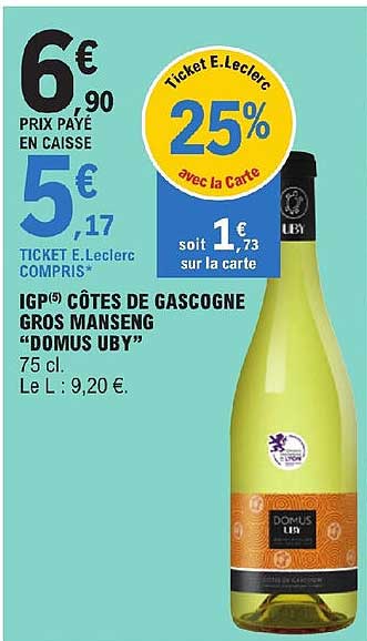 igp côtes de gascogne gros manseng "domus uby"