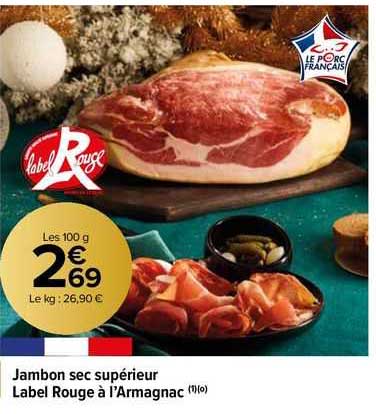 jambon sec supérieur label rouge à l'armagnac