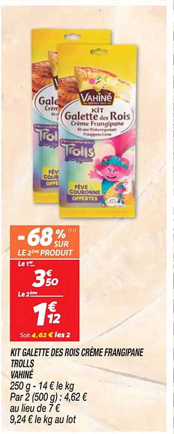 Kit Galette Des Rois Crème Frangipane Trolls Vahiné