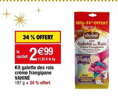 kit galette des rois crème frangipane vahiné