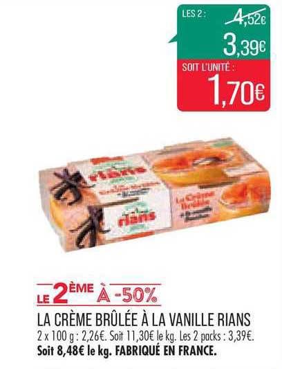 la crème brûlée à la vanille rians