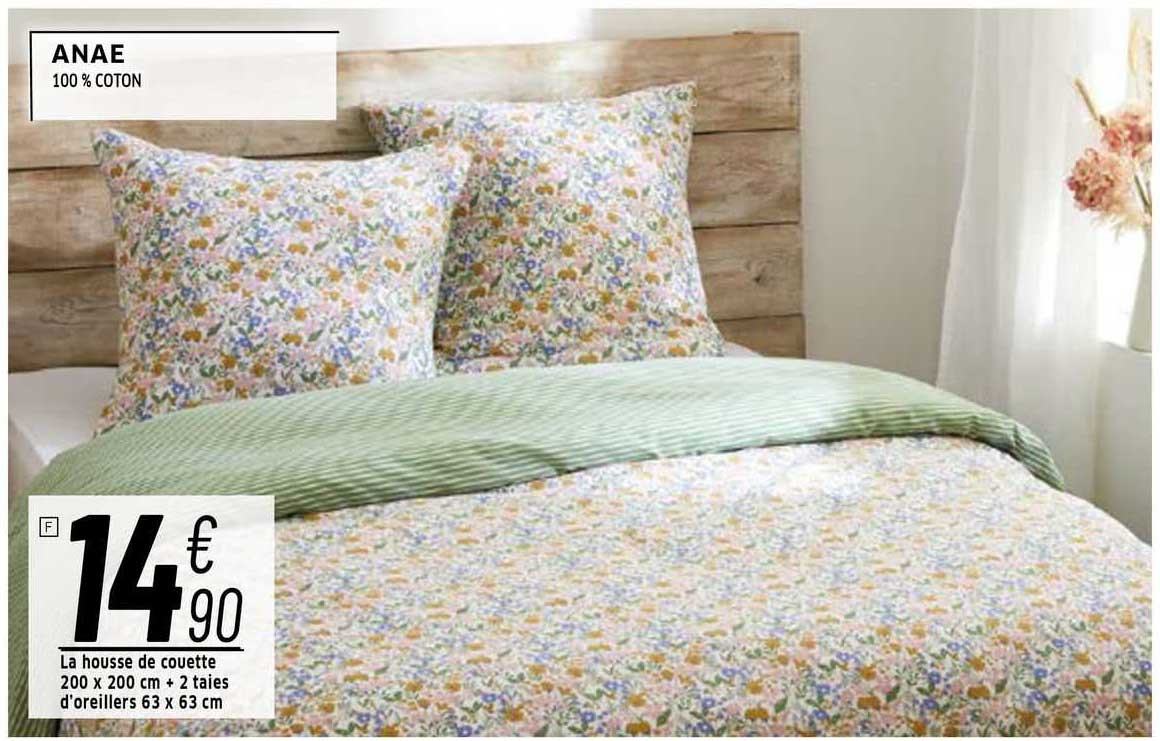 la housse de coeutte 200 x 200 cm + 2 taies d'oreillers 63 x 63 cm anae