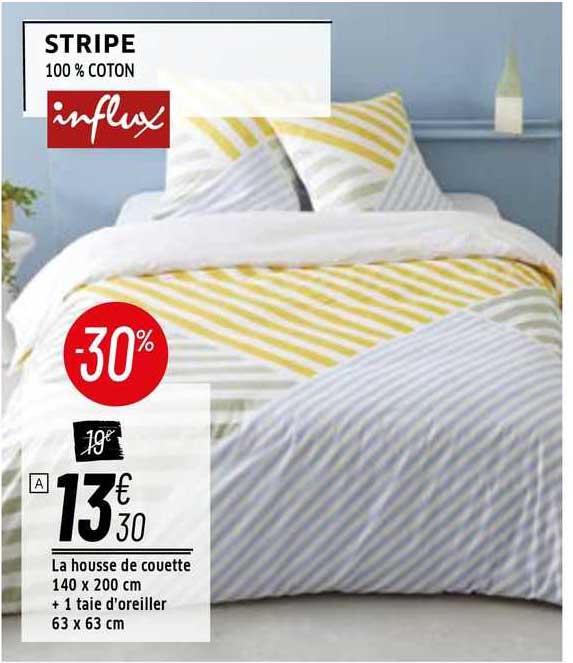 la housse de couette 140 x 200 cm + 1 taie d'oreiller 63 x 63 cm stripe influx