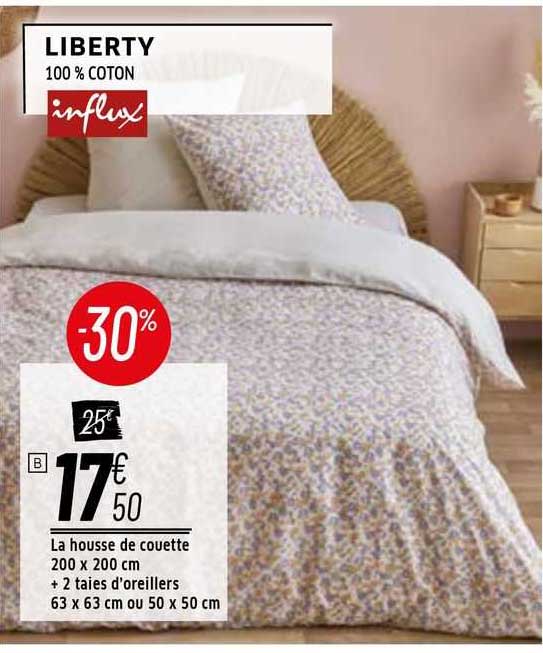 la housse de couette 200 x 200 cm + 2 taies d'oreillers 63 x 63 cm ou 50 x 50 cm liberty influx