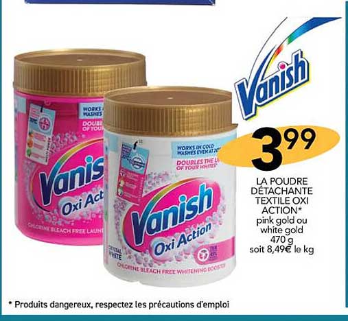 la poudre détachante textile oxi action vanish