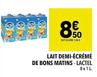 lait demi-écrémé de bons matins - lactel