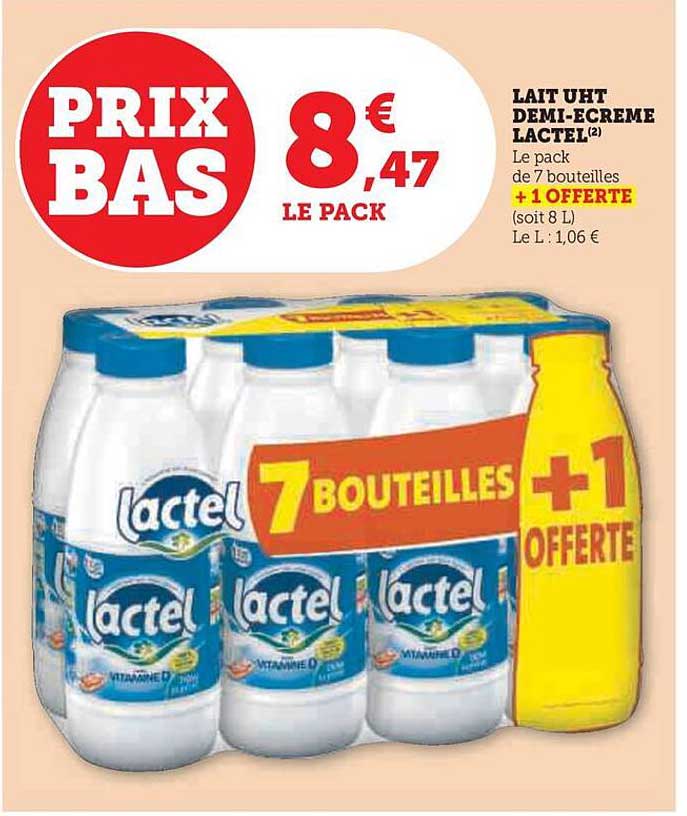 lait uht demi-écrémé lactel