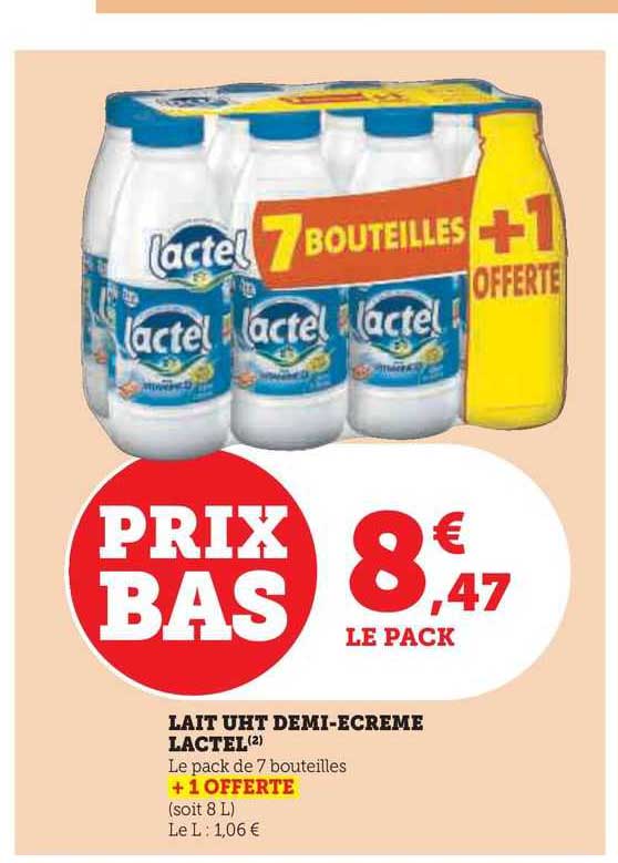 lait uht demi-écrémé lactel