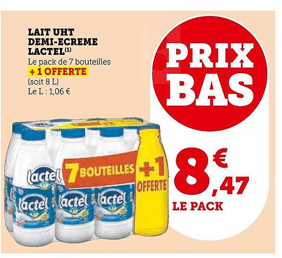 lait uht demi-écrémé lactel