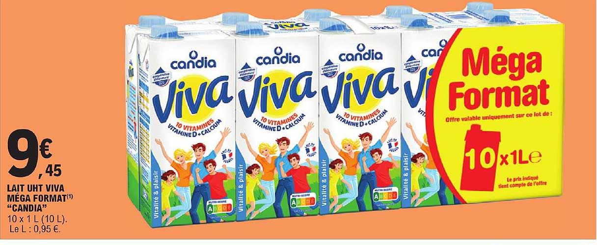 lait uht viva méga format "candia"