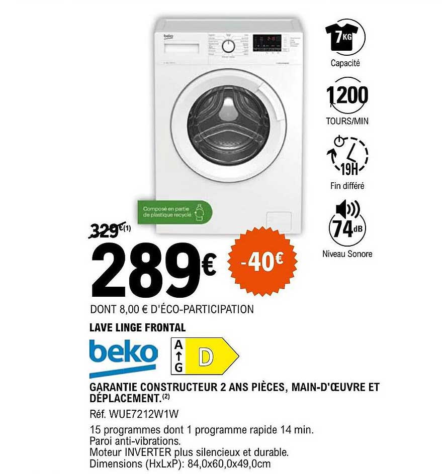 lave linge frontal beko