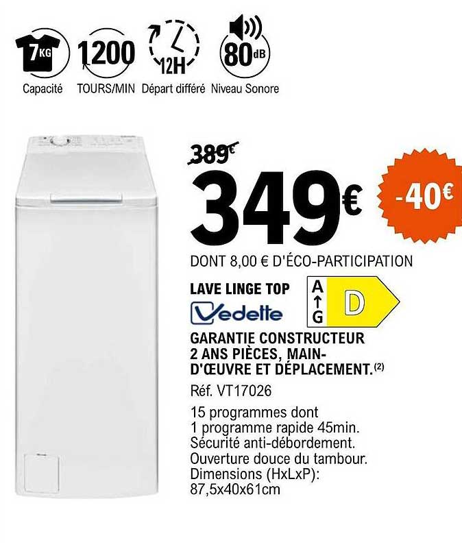 lave linge top vedette