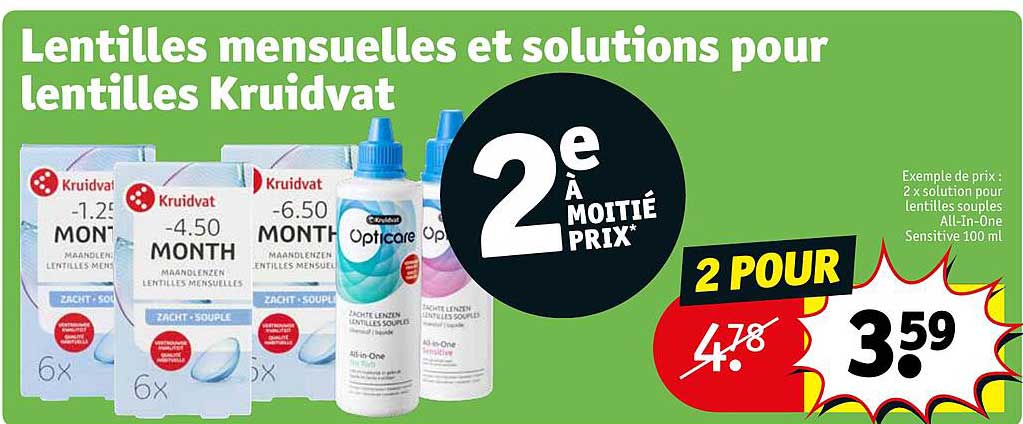 lentilles mensuelles et solutions pour lentilles kruidvat