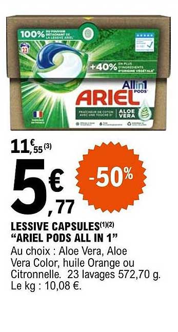 lessive capsules "ariel pods all in 1"