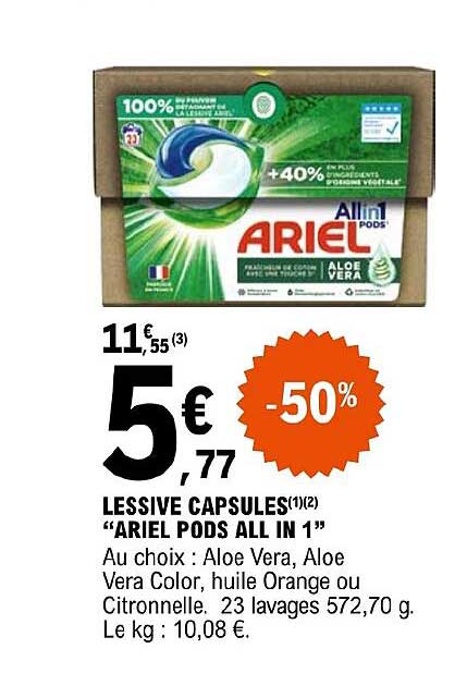 lessive capsules "ariel pods all in 1"