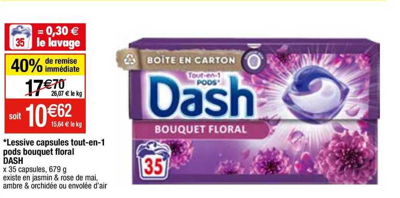 lessive capsules tout-en-1 pods bouquet floral dash
