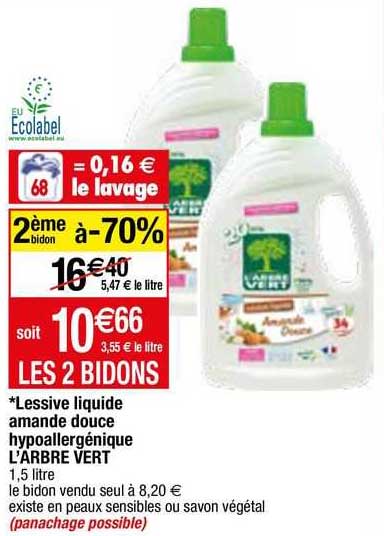 lessive liquide amande douce hypoallergénique l'arbre vert