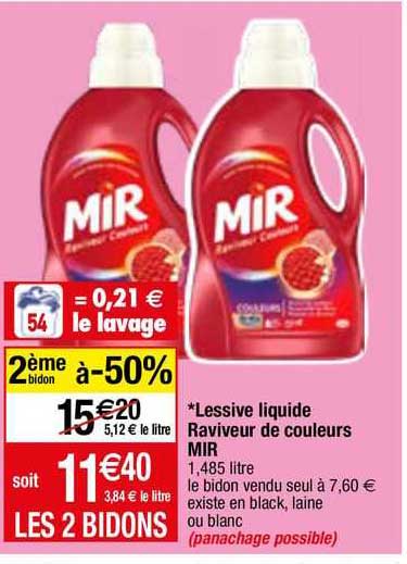 lessive liquide raviveur de couleurs mir