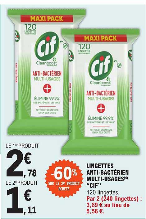 lingettes anti-bactérien multi-usages "cif"