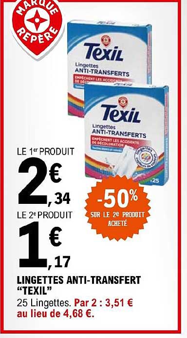 Lingettes Anti-transfert "texil"